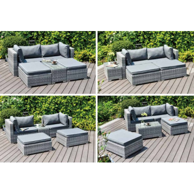 Enzo Rattan Garden Furniture Sofa Lounge 5 Piece Set - In or Outdoor