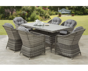 Florida Aluminium Rattan Garden Furniture - 6 Seat Rectangular Set