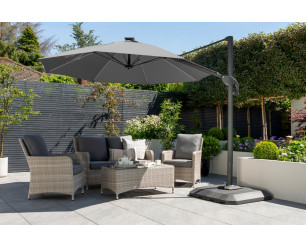 Garden Must Haves One Box Parasol 3m Round Led Cantilever With Water Filled Base - Grey