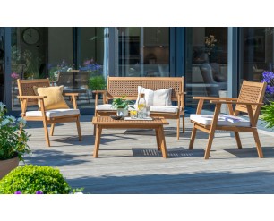  Norfolk Leisure Brent 4 Seater Folding Outdoor Lounge Set - Brown