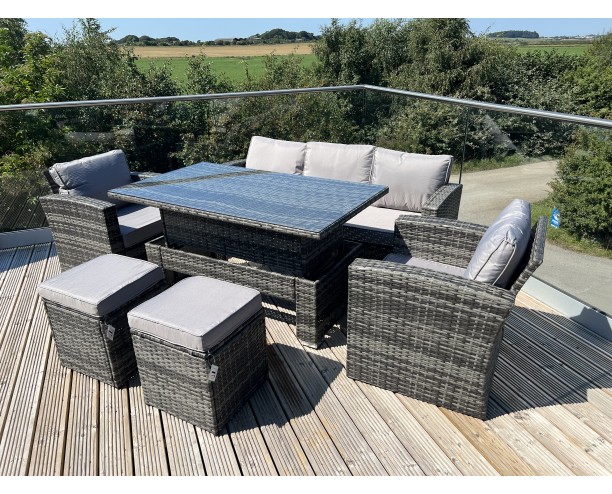 Rhodes Rattan Wicker Luxury Lounge/Dining Set Chair Garden Patio Furniture - GREY