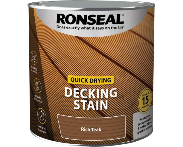 Ronseal Quick Drying Decking Stain 2.5L Rich Teak