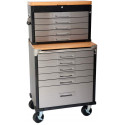 Seville Classics 11 Drawer Rolling Cabinet Hardwood Top Garage Storage System