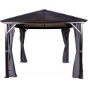 Seville Polycarbonate 3m x 3m Aluminium Gazebo With Curtains & Nets In Anthracite