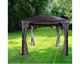 Seville Polycarbonate 3m x 3m Aluminium Gazebo With Curtains & Nets In Anthracite