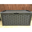 Small Rattan Garden Storage Box With Sit on Lid Black