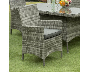 Sarasota Polly Rattan Garden/Conservatory Dining Chairs. Aluminium Frames, Thick Cushions - 1 x Grey