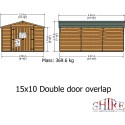 Shire Overlap 10x15 Double Door No windows Shed