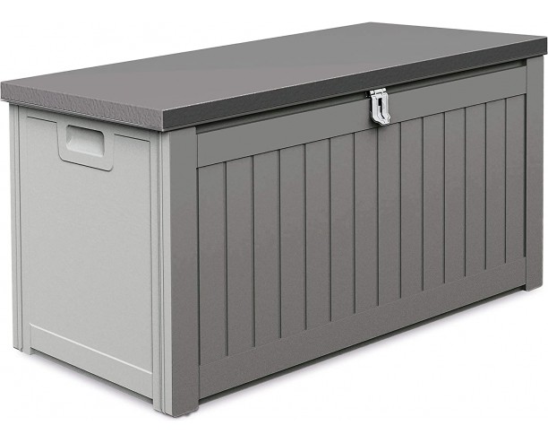 190L Outdoor Plastic Garden Furniture Storage Box With Strapped Lid