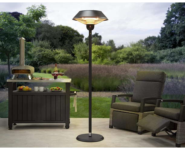 GSD Outdoor Freestanding Electric Patio Heater,2100W, 205cm Tall, Dual Halogen Element