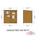 Shire Overlap Pent Shed 6x4 Single Door