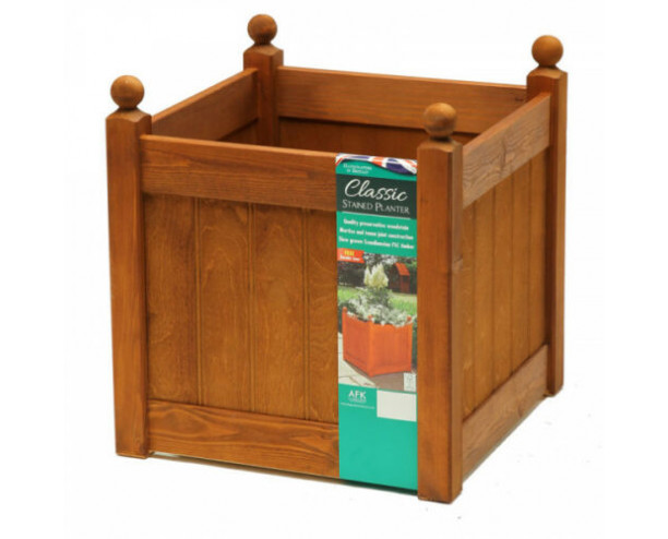 AFK Classic Painted Garden Planter Heavy Duty Plastic Liner 18" Beech Stain