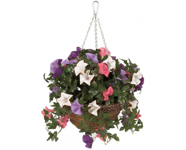 Gardman 12" Petunia Flower Hanging Basket Artificial Topiary