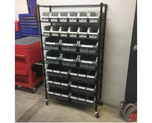 Seville Classics 8 Tier Commercial Bin Storage with 24 Bins & Wheels