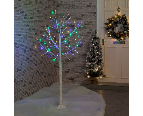 Christmas Birch Tree 1.8m with Multi-Coloured