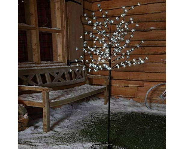 LED Cherry Blossom Twig Tree Pre-Lit Light Indoor& Outdoor Christmas - 180cm- Ice White