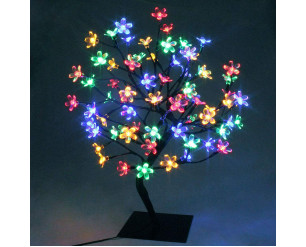LED Cherry Blossom Twig Tree Pre-Lit Light Indoor& Outdoor Christmas - 45cm - Multi-Coloured
