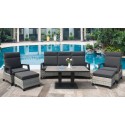 Camilla Rattan Reclining Lounge Set w/ Height Adjustable Table