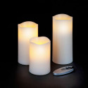 3 BATTERY OPERATED LED CANDLES FLAMELESS LIGHT UP CANDLE REMOTE CONTROLLED