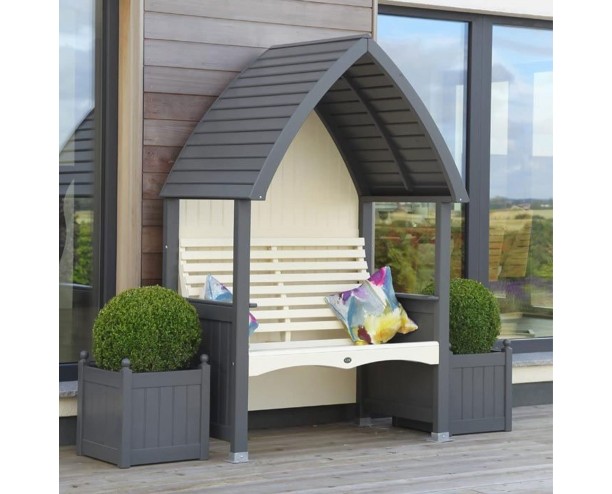 AFK Wooden Cottage Arbour Charcoal & Cream