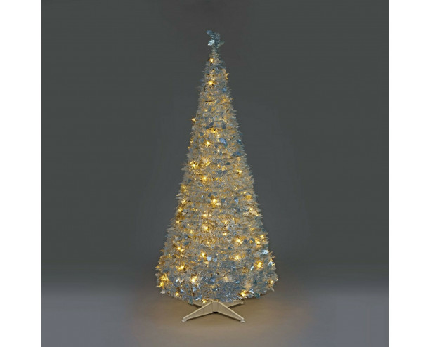 Holly Pop Up Indoor Pre Lit Tree w/Warm White LED's 180cm Silver Holly