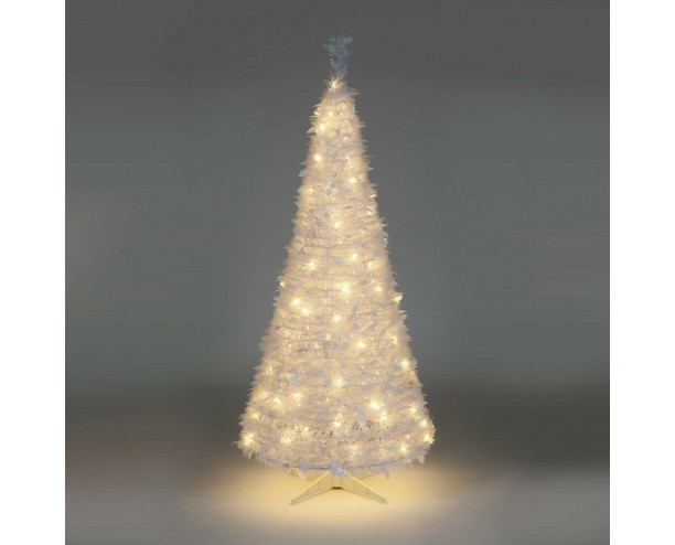Holly Pop Up Indoor Pre Lit Tree w/Warm White LED's 180cm White Holly