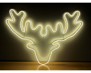 Christmas Neon LED Rope Light Silhouettes, In or Outdoor, 8 Styles, Warm White - Stags Head