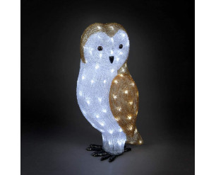 56cm Standing Acrylic Christmas Owl Scuplture with 100 Ice White