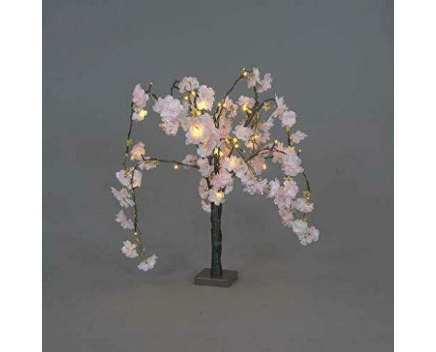 LED Cherry Blossom Twig Tree Pre-Lit Light w/Realistic Flowers - Pale pink - 60cm 