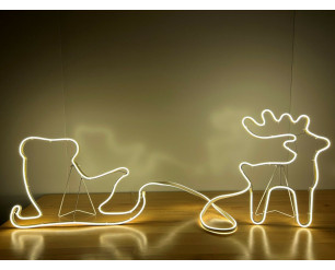 Christmas Neon LED Rope Light Silhouettes, In or Outdoor, 8 Styles, Warm White - Reindeer & Sleigh