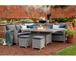 Supremo Catalan Corner Modular Set with Gas Fire Pit Table