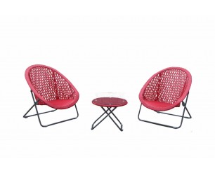 TOBS Folding Faux Rattan Bistro Set in Chilli Red