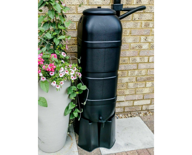 100L Slimline Garden Water Butt Set Including Tap with Stand and Filler Kit