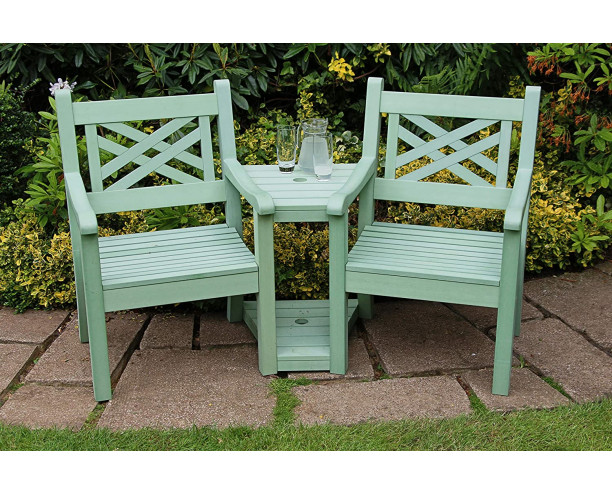 Winawood Speyside Garden Benches - Love / Conversation Seat - Duck Egg Green