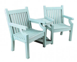 Winawood Sandwick Garden Benches - Love / Conversation Seat - Duck Egg Green